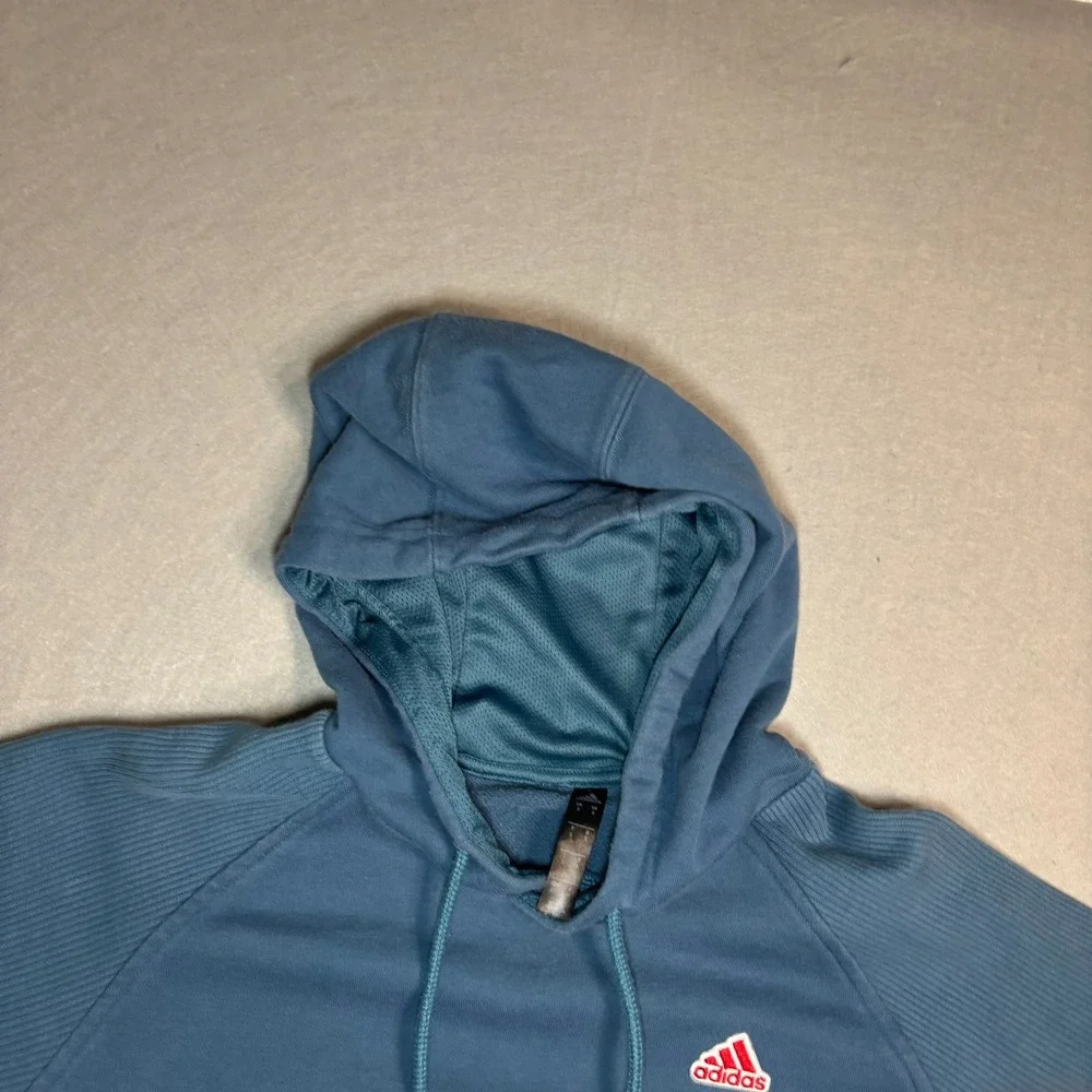 adidas Pullover Hoodie Small Blue Logo Kangaroo Pocket